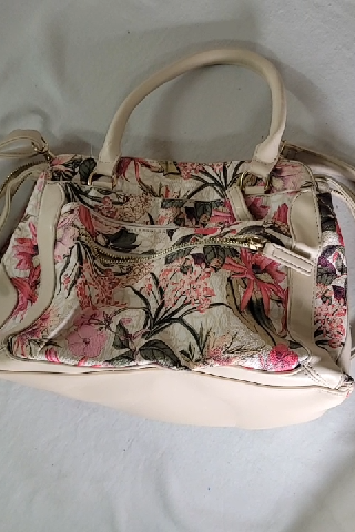 Floral Print Cream Handbag