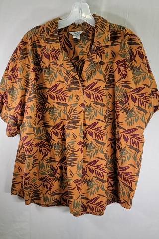 Duluth Trading Co. Popover Shirt Printmaker Lightweight Short Sleeve Orange Size XL