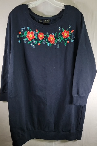 Bonprix Collection Embroidered Floral Navy Blue Sweatshirt Size L