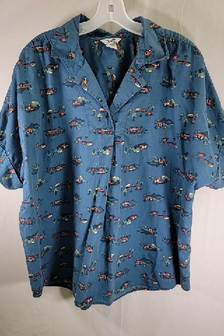 Duluth Blue Button-Down Shirt with Pattern Size XL