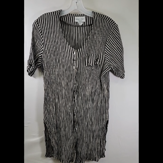 Vintage Camille Claudel Black and White Striped Blouse Size 1X