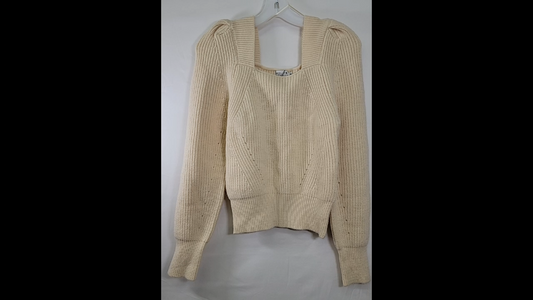 Molly Bracken Square Neck Cream Cropped Sweater Size M