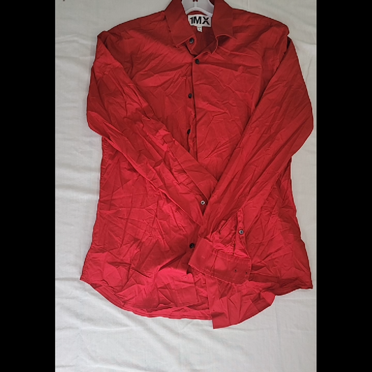 Express 1MX Slim Fit Red Dress Shirt