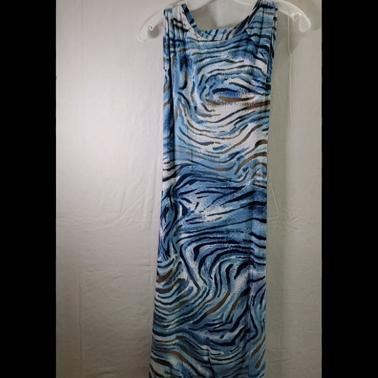 Women's Blue Tiger Print Wrap Dress Size XL