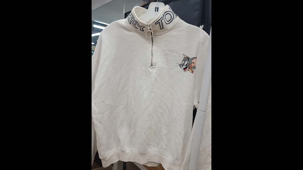 Tom And Jerry Quarter Zip Pullover Sweater Size M