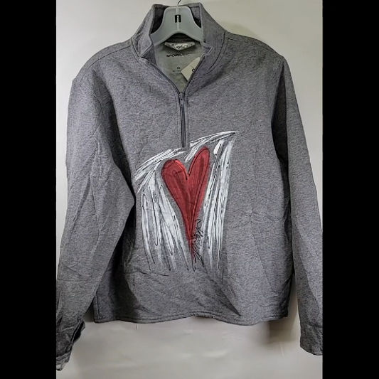Victoria Sport-Tek Grey Pullover with Heart Design Size XS - NWT