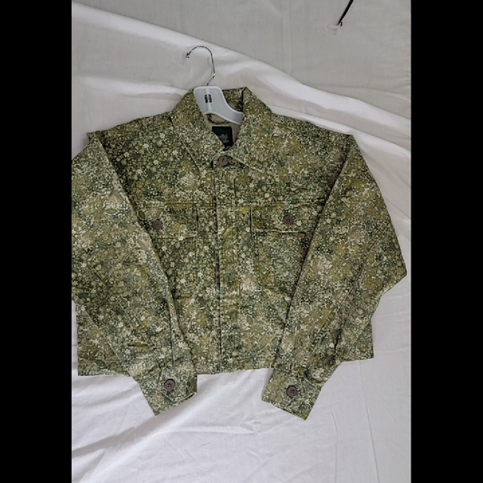 Wild Fable Women's Floral Green Cropped Jacket Size XS