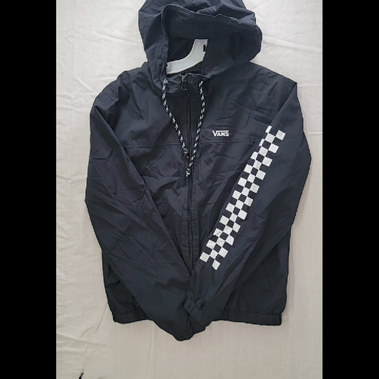 Vans Black Hooded Jacket with Checkerboard Design Size S