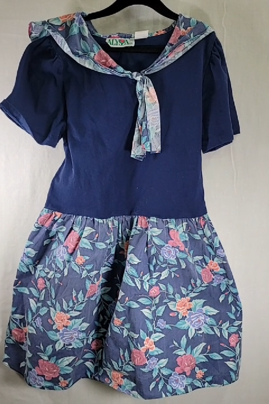 Vintage ALYSIA Floral Print Dress Size Kid's 14 (XL)