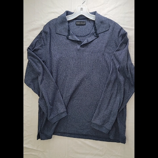 Men's Long Sleeve Polo Shirt in Navy Blue