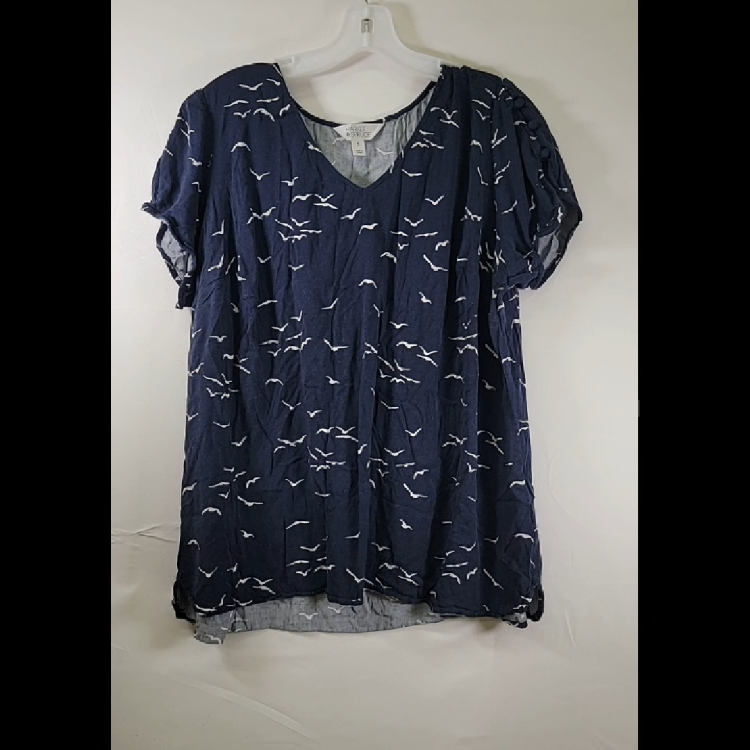 Navy Blue Bird Pattern T-shirt