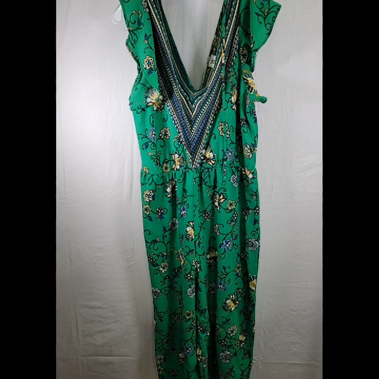 Wrapper Floral Print V-Neck Jumpsuit Size XL