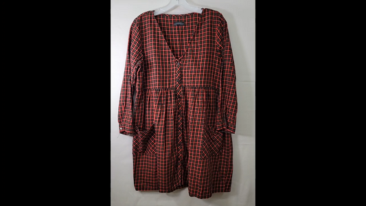Zara Women Oversized Long Sleeve Plaid Pocket Size S