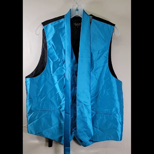 Amanti Satin Blue Vest With Matching Tie Size M
