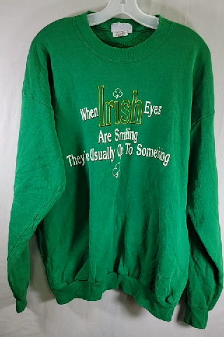 Lee Green Irish Eyes Embroidered Sweatshirt Size XL