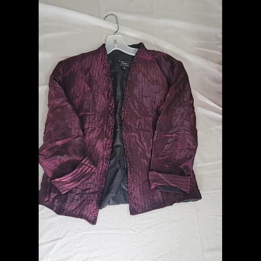 Elegant Burgundy Jacket by Dressbarn - Size 12