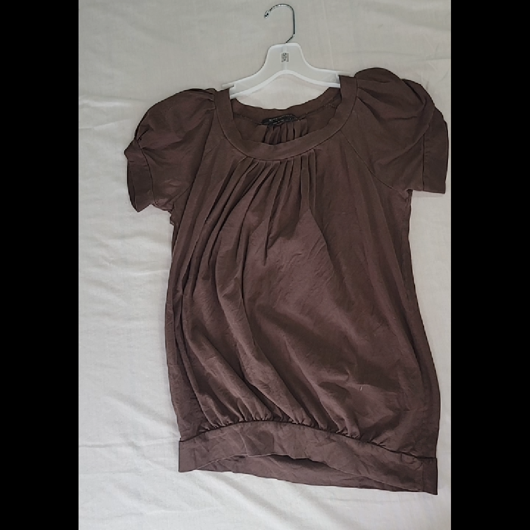 BCBGMAXAZRIA Women's Brown Pleated Top - Size S