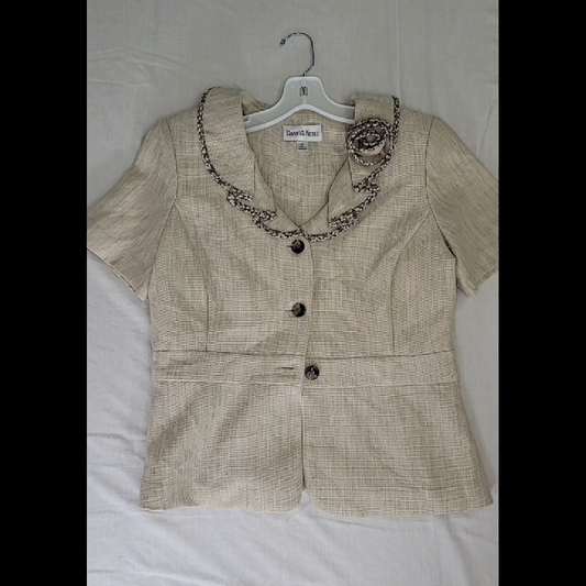 Vintage Danny & Nicole Beige Short Sleeve Blazer Size 8 (M)