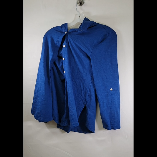 Stylish Blue Hooded Shirt