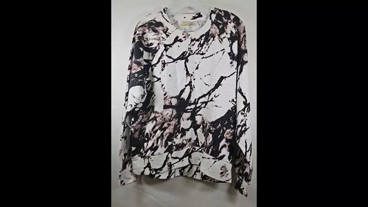 Zella French Terry Crewneck Sweatshirt Black Blurred Ink Print  Size M