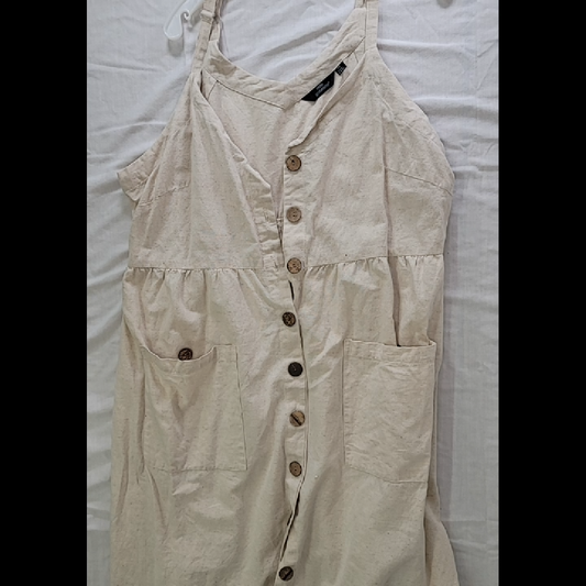 Camille Gabrielle Women's Beige Cotton Blend Button-Down Dress Size 2X