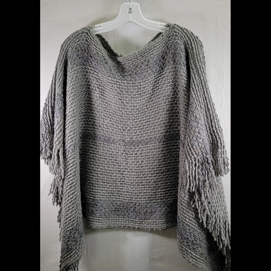 Anthropologie Cozy Knitted Fringe Sweater Poncho - One Size