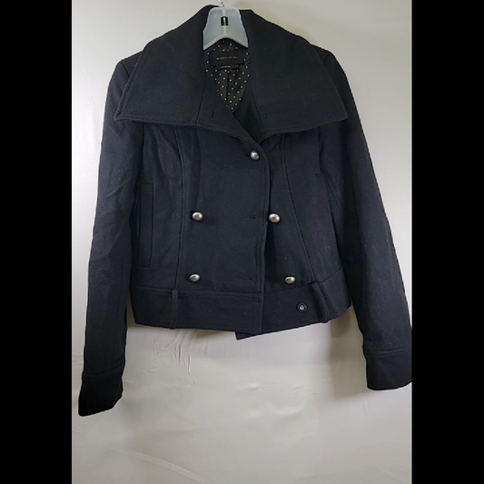 Black Double-Breasted Wool/Polyester Jacket Size XXS