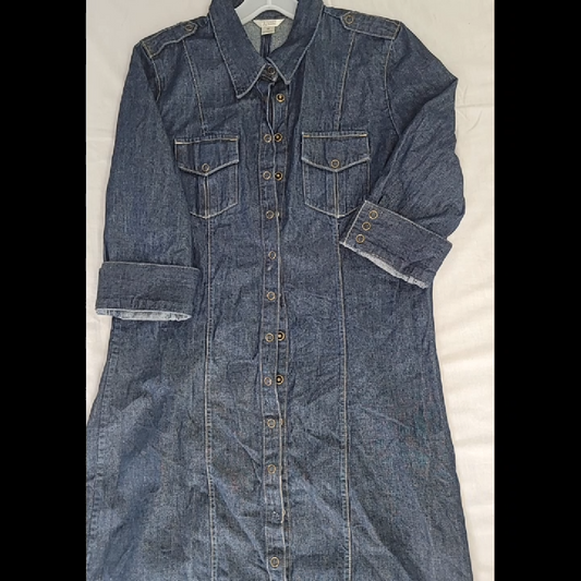 Christopher & Banks Denim Button-Down Dress Size M