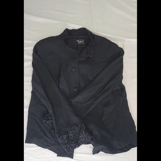 Vintage Hino & Malbee Black Beaded Detail Blazer Size S