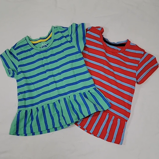 Primary Striped Peplum Tees Size 4-5Y