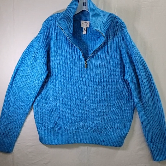St. John's Bay Women's  Light Blue 1/4 Zip Knitted Sweater Size XL