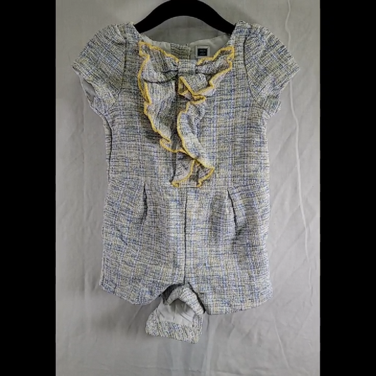 Janie & Jack Twill Short-Sleeve Romper Size 12-18 MO