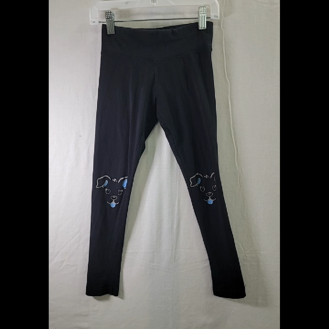 Justice Girls' Black Leggings with Dog Design Size 8 (M)
