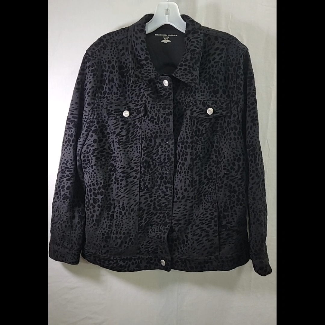 Allison Daley Black Leopard Print Jacket Size L