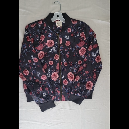 Hippie Rose Floral Bomber Jacket Size L