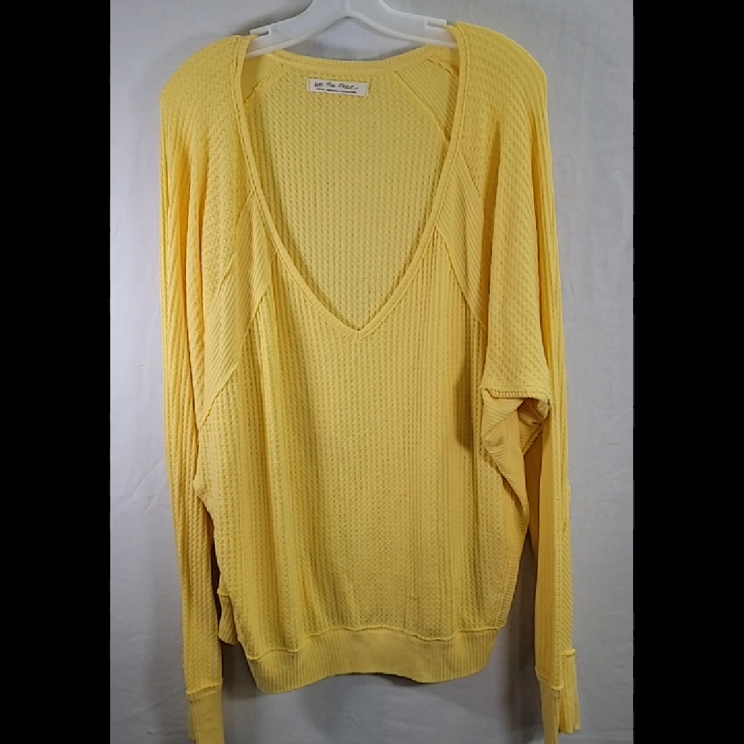 We The Free Yellow Waffle Knit Top Size M
