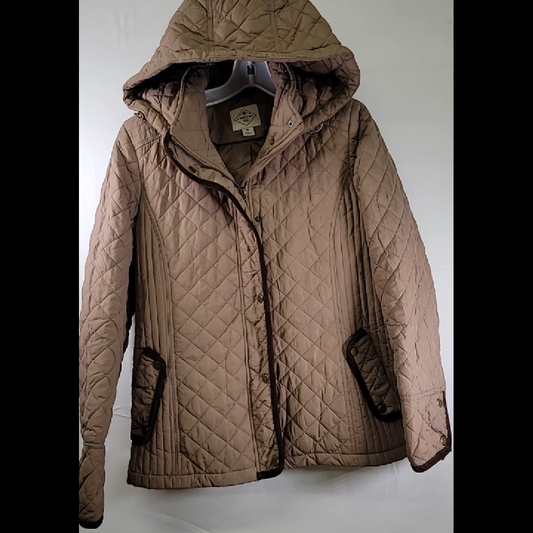 Quilted Brown Hooded Jacket