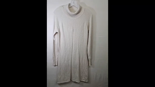 Women's Turtleneck Long Sleeved Dress Cream Size M