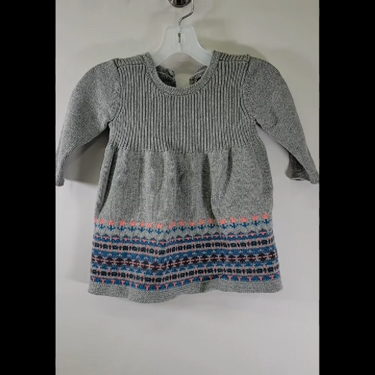 Tea Gray Knit Dress with Colorful Bottom Size 9-12 MO