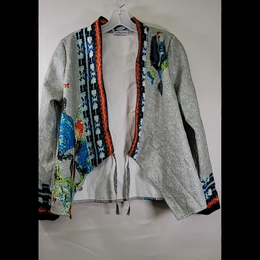 MISSLOOK Multicolor Embroidered Gray Jacket Size XL