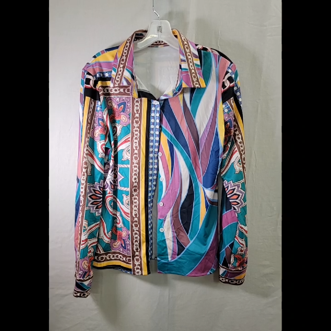Multicolor Printed Button-Down Shirt Size L