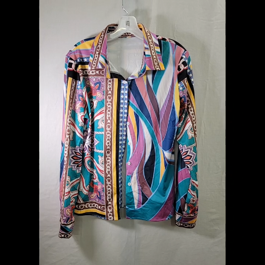 Multicolor Printed Button-Down Shirt Size L