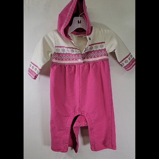 Baby Connection Hooded Onesie in Pink and White Size 3-6 MO
