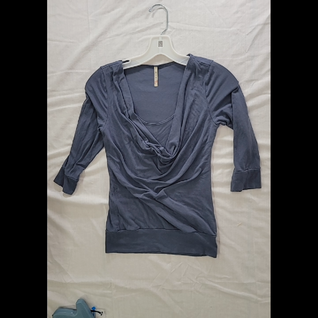 Stylish Blue Draped Top for Women Size S