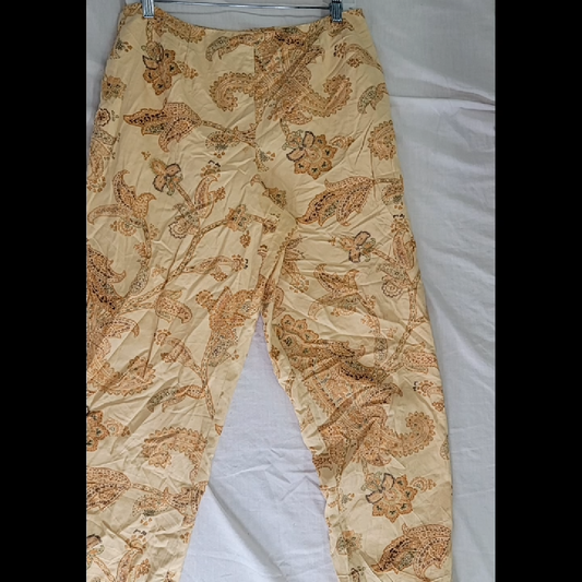 Floral Print Beige Pants by Albots - Size 14
