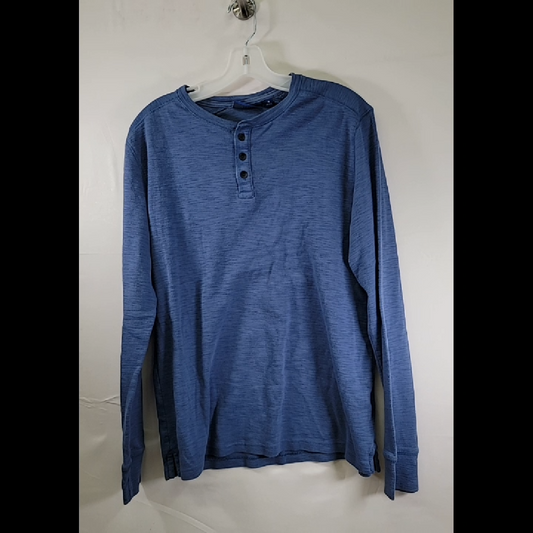 Men's Blue Long Sleeve Henley Shirt