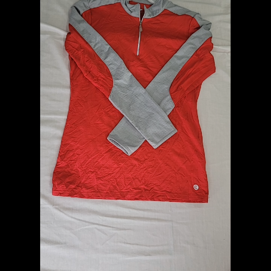 Bette & Court Women's Red and Gray Long Sleeve Top