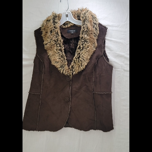 Tribal Brown Faux Fur Vest Size XL