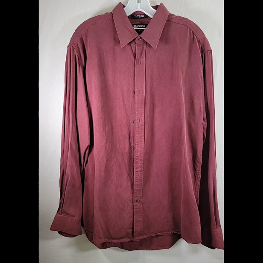 Vintage Brandini Men's  Tencel Burgundy Button-Down Shirt Size L