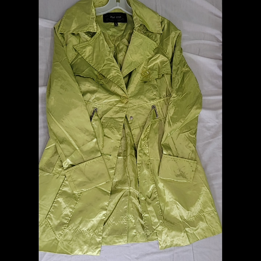Trendy Lime Green Satin Jacket by Pink Soup - Size S